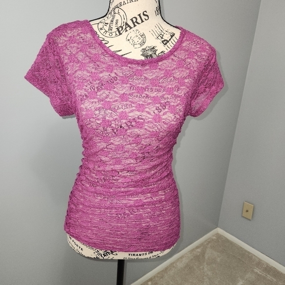 FREE PEOPLE NWT WOMEN'S KEEP IT SIMPLE LACE SHORT SLEEVE TOP Size Small - Picture 4 of 10